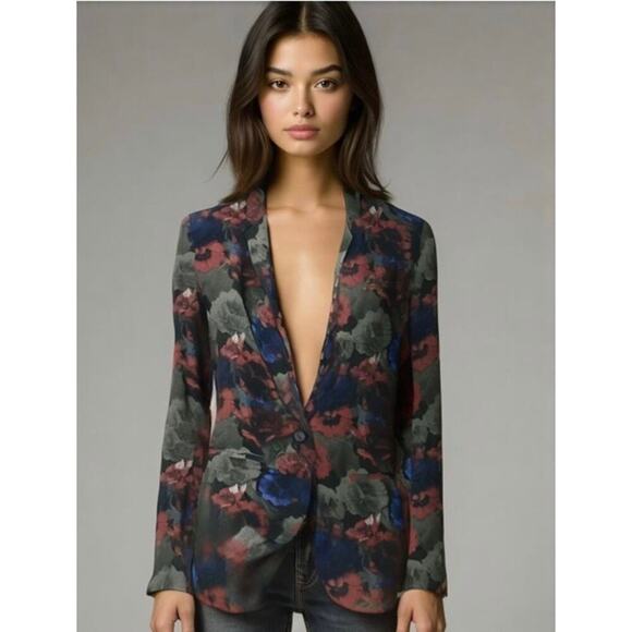 URBAN OUTFITTERS SILENCE + NOISE dark floral blazer S dark academia whimsigoth - Picture 1 of 4